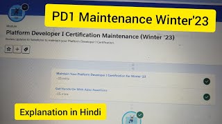 PD1 Certification Maintenance (Winter'23)| Salesforce CRM| Explained in Hindi| Platform Developer