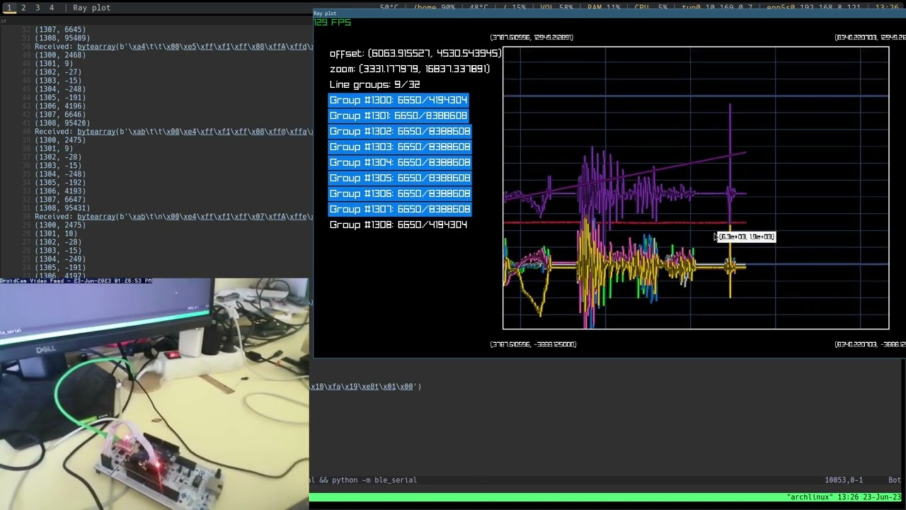Stm32L4 BlueNrg gyro/accelerometer sensor real time plotting
