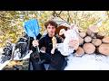 $15 Hot Tent Winter Camping Challenge - Hunting, Snaring, Eating Wild Game