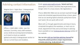 UCSB Global Studies: Pre-fall Transfer Student Orientation