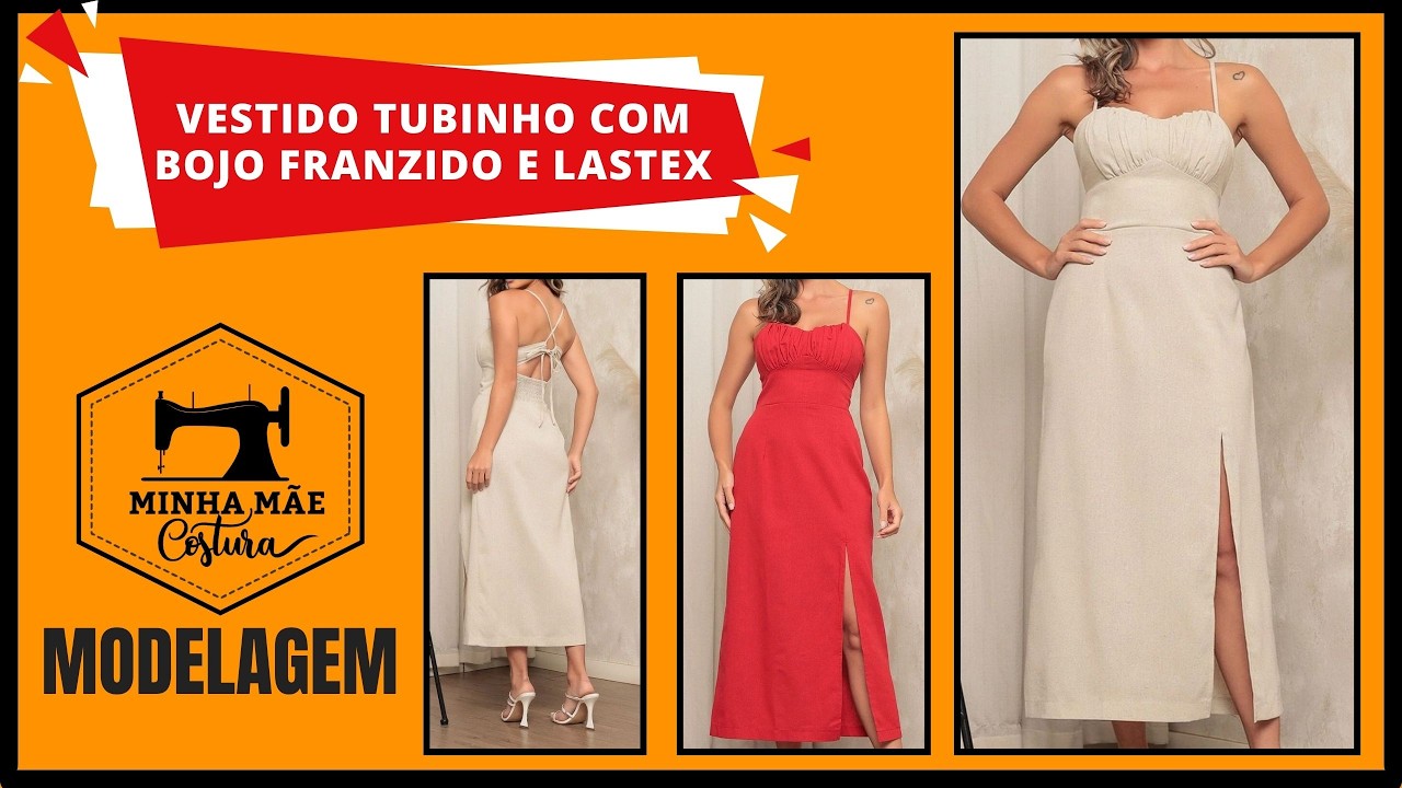 Vestido tubinho com bojo franzido e lastex - modelagem