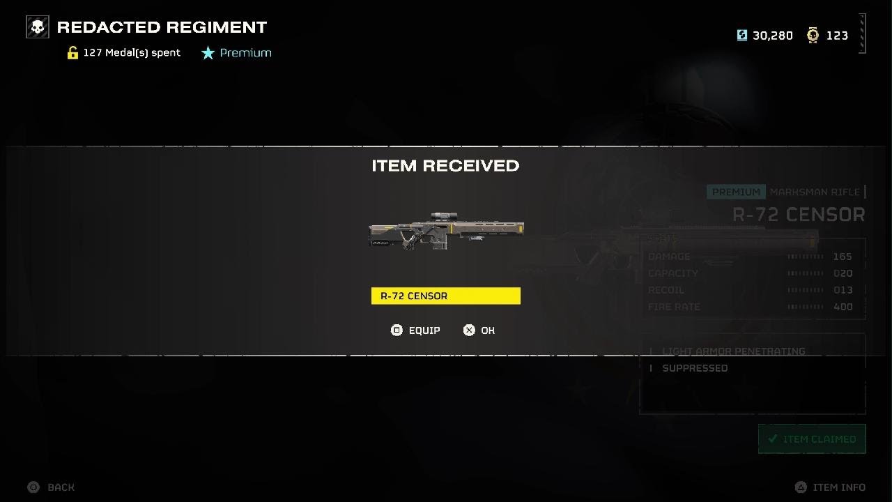 HELLDIVERS 2 R-72 CENSOR Rifle Acquired