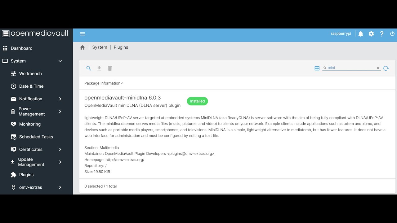 Setup Raspberry Pi with OpenMediaVault 6 and miniDLNA Media Server