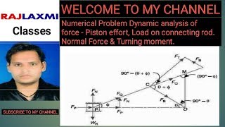 Numerical problem of dynamic force analysis- piston effort,  thrust load ,Normal reaction, turning