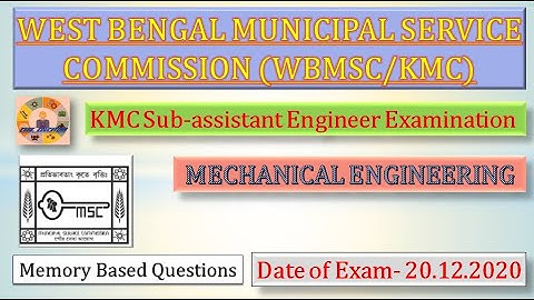 WBMSC (KMC) SUB AE (20/12/2020) II MECHANICAL II QUESTIONS WITH DETAILED SOLUTIONS