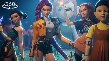 K Pop Demon Hunters HUNTRX in Squid Game Red Light, Green Light !  360° VR 4K