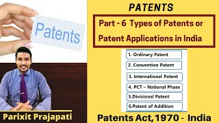 Patents Part  6 Types of Patents/ Patent  applications in  India