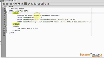 Beginner HTML tutorial # 2 - HTML 5 document structure intro