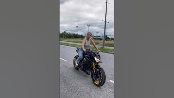 She’s upgraded from a CB650F to the Kawasaki Z800 ￼