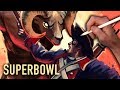 WHO WILL WIN? SUPERBOWL LIII Painting! Patriots vs Rams