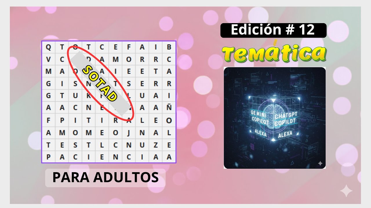 Sopa de Letras de Inteligencia Artificial | Ejercicio Mental para Adultos.