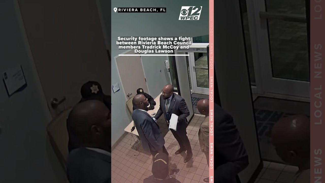 Security footage shows fight between Riviera Beach Council members Tradrick McCoy and Douglas Lawson