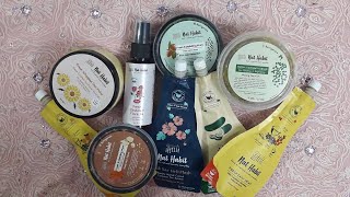 Nat Habit products review - face and body scrub, rose toner, hair pack, face ubtan, skin malai