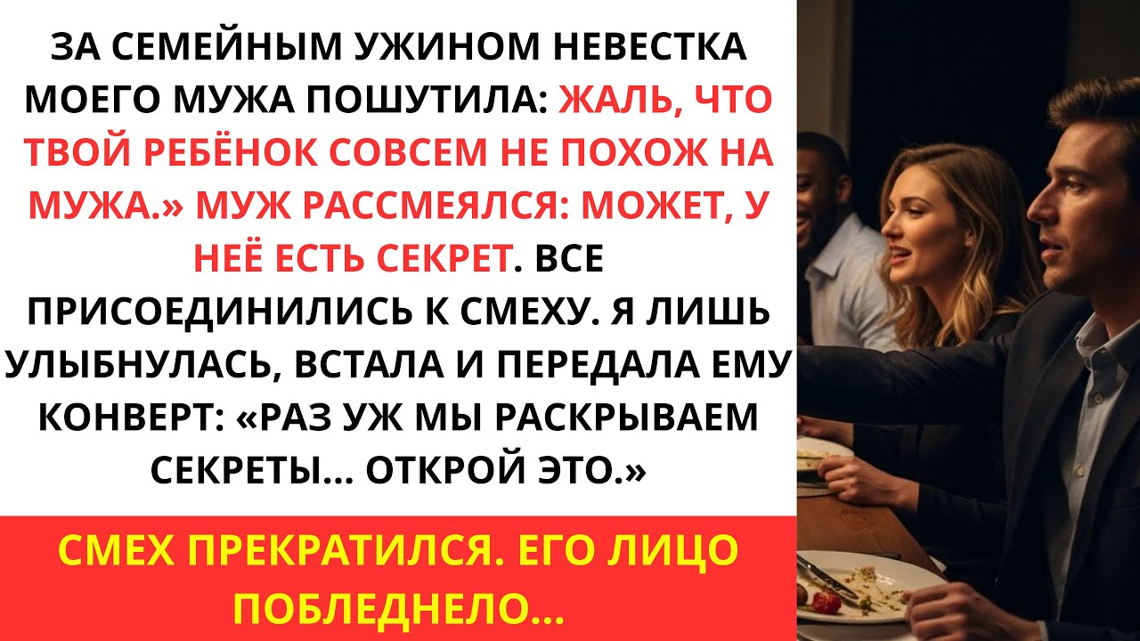 За ужином все СМЕЯЛИСЬ , что ребёнок не от МУЖА. Я просто подала КОНВЕРТ с правдой