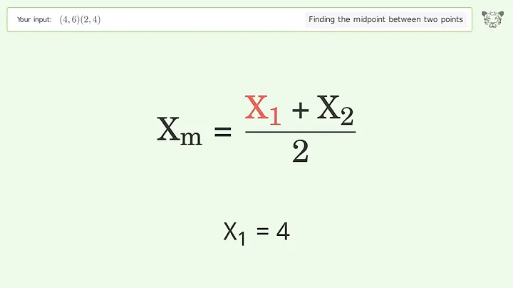 Find the midpoint between two points p1 (4,6) and p2 (2,4): Step-by-Step Video Solution