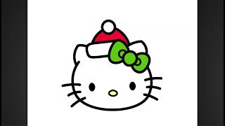 How to Draw Christmas Hello Kitty #hellokitty #satisfying #christmas #newyear