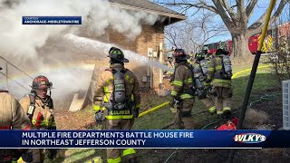 Multiple fire departments battle large blaze in northeast Jefferson County