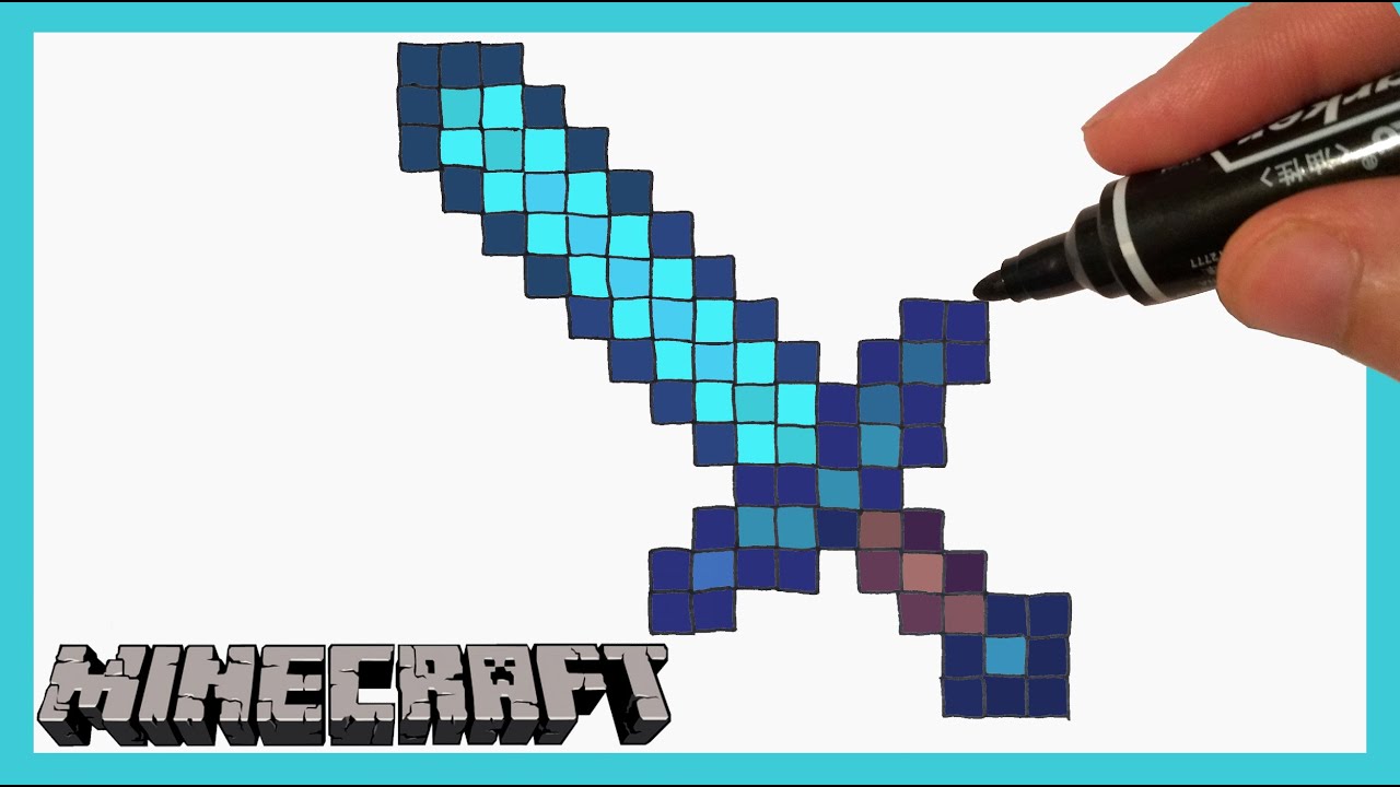 How To Draw Minecraft Diamond Sword Learn To Draw Youtube