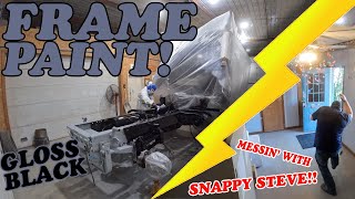 Cabover Frieghtliner gets the frame primed and painted!!!! Plus, Party time with Snappy Steve!!!!