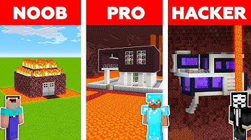 Minecraft NOOB vs PRO vs HACKER: NETHER HOUSE BUILD CHALLENGE in Minecraft / Animation