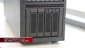 Lenovo ThinkServer TS460 removing a 2.5-inch SSD from a 3.5-inch HDD bay