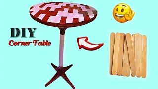 Creating a Stylish Side Table Using Ice Cream Sticks and Cardboard.   #Diycraft #popsicle