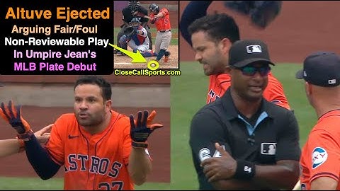 E102 - Jose Altuve Ejected When Umpire James Jean in His 1st MLB Plate Calls a Fair Ball off a Foot