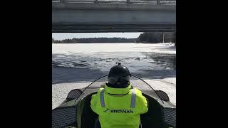 Under a Bridge in a Hovercraft on Ice #hovercraft #snow #winter