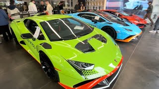 Super chill exotic car meet at Lamborghini dealership!