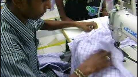 shirt sleeve attach by double needle chain stitch machine with tape