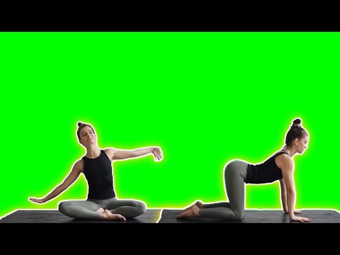 Beautiful Girl doing YOGA in different poses FOOTAGE GREEN SCREEN