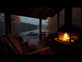 Rainy Porch Escape with Fireplace | Soothing Ambience for Rest & Relaxation