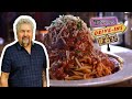 Guy fieri eats a 10oz meatball  chicken parm in utah  diners driveins and dives  food network