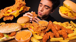 ASMR MUKBANG | KFC BURGERS 🍔 CHICKEN SANDWICHES 🍗 FRENCH FRIES 🍟 (No Talking) EATING