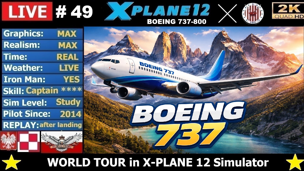 #49✈️ Opuiszczamy Biegun Poludniowy ENOE - SAWH🔥 UN - REAL B737 Cpt. 🔴  LIVE