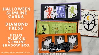 Halloween Slimline Shadow Cards | Diamond Press Hello Pumpkin Slimline Shadow Box Stamps and dies