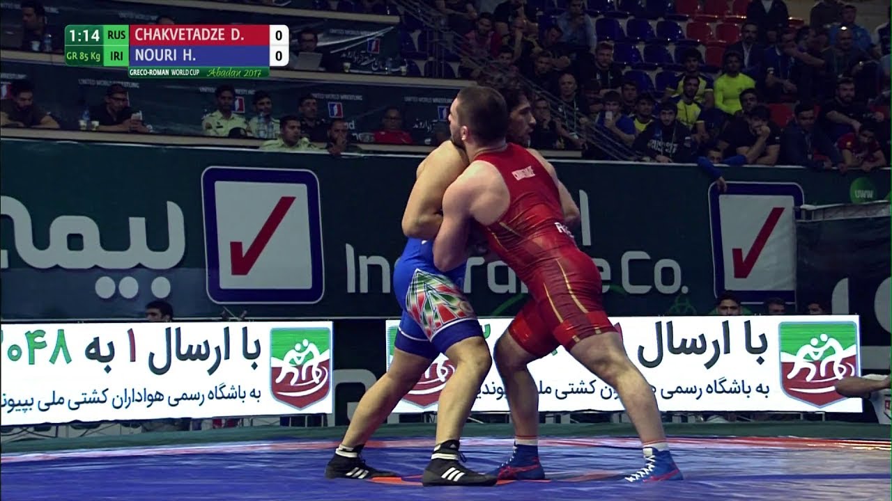 Round 2 GR - 85 kg: D. CHAKVETADZE (RUS) df. H. NOURI (IRI) by TF, 9-0