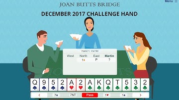 December 2017 Challenge Hand - Learn to play bridge with Joan Butts Bridge