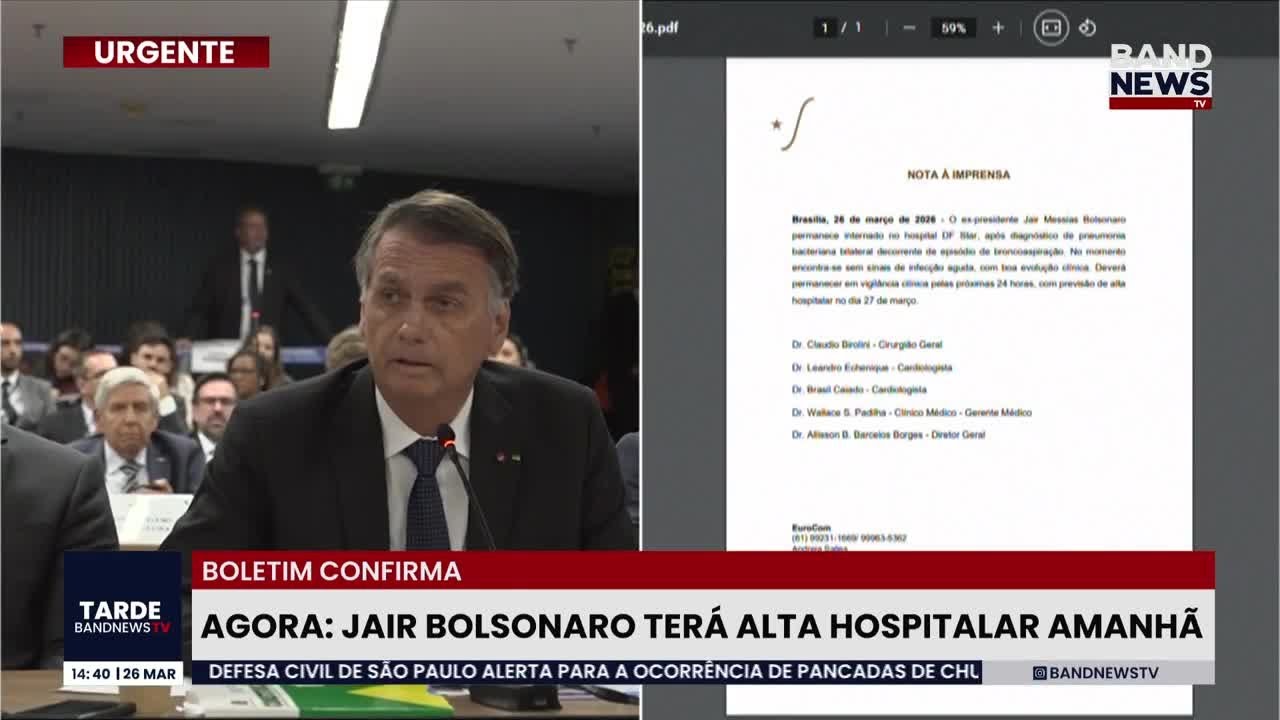 Jair Bolsonaro deve receber alta hospitalar nesta sexta (27)