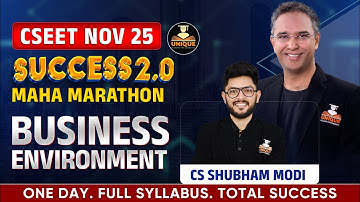 CSEET NOV 2025 | BUSINESS ENVIRONMENT LECTURE 2 SUCCESS 2.0 CS SHUBHAM MODI