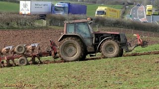 : Ploughing with Rather Old Valtra.  By Busy A66 Road.