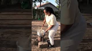 Cooking Traditional Ugali on an Open Wood Fire 🔥 #shorts #villagelife