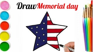 How to draw a star US flag/memorial day drawing for kids/Kids drawing academy