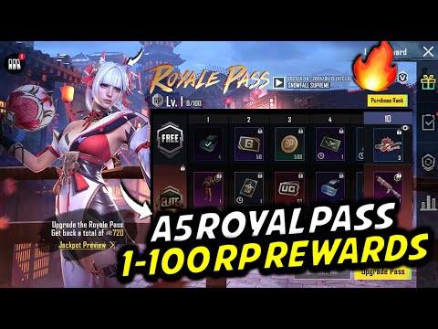 Видео: BGMI A5 ROYAL PASS 1-100 RP REWARDS| BGMI ROYAL PASS REWARDS| BGMI NEW UPDATE| PUBG A5 ROYAL PASS