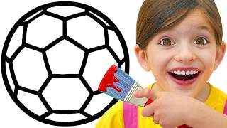 Adel is Painting a Soccer Ball ⚽ | Learn Colors for Toddlers