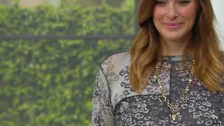 LOGO Layers by Lori Goldstein Printed Sheer Mesh Patchwork Long Sleeve Top on QVC