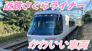 白地にピンクライン　吉野特急さくらライナーに乗車　飛鳥駅→大阪阿部野橋駅