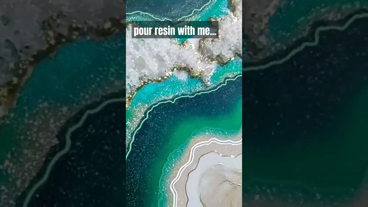 Pour resin on this dark green crystal wallart with me ❤️ 