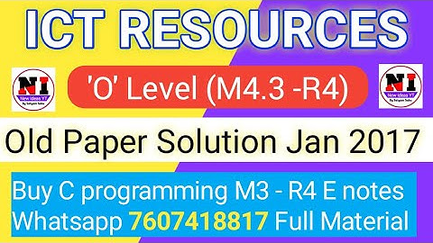 O Level ICT Resources Previous year paper | January 2017 ict resources paper solution | M4.3 R4