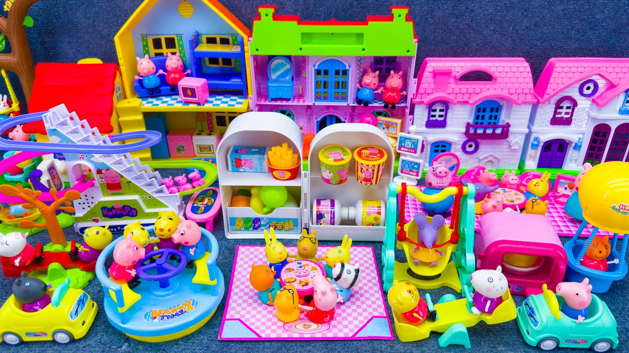 14 Minutes Satisfying Unboxing Peppa Pig House & Playground Playset, Peppa Family Fun Toys Review